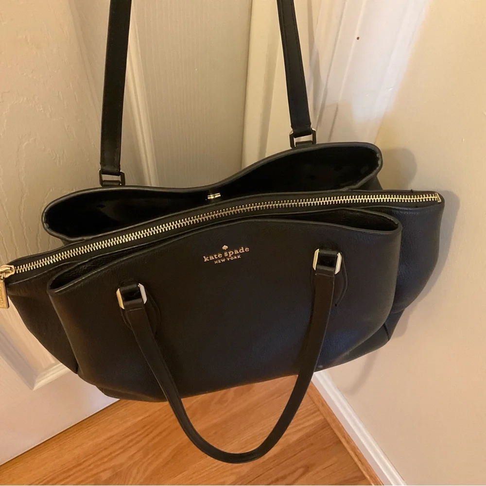 Kate Spade Black Pebble Leather Bag and Matching Wallet